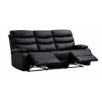 3 Seater Manual Recliner Sofa - Black - Image 3