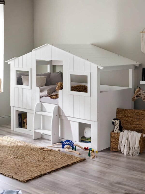Acorn 90cm Single White Treehouse Midsleeper Bed with Storage