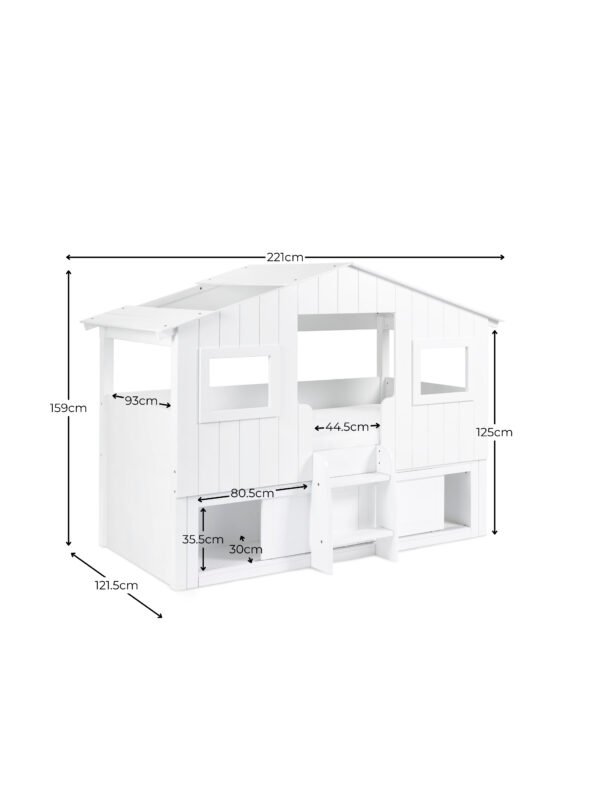 Acorn 90cm Single White Treehouse Midsleeper Bed with Storage - Image 15