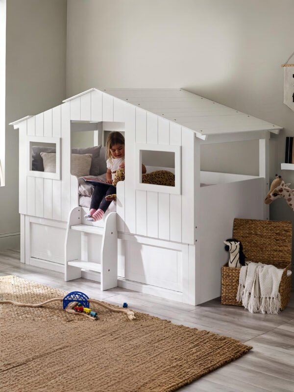Acorn 90cm Single White Treehouse Midsleeper Bed with Storage - Image 2