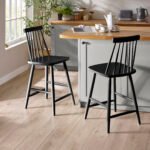 Alassio Black Spindle Back 112cm Solid Wood Bar Stool