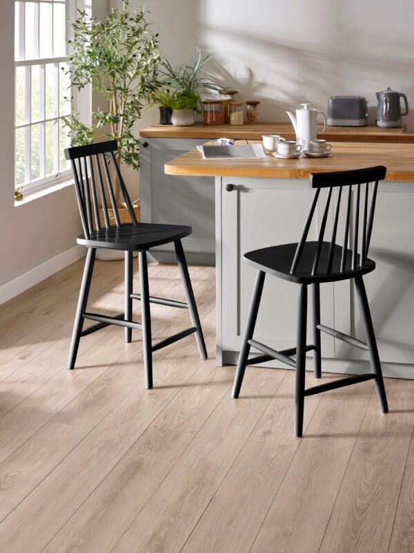 Alassio Black Spindle Back 112cm Solid Wood Bar Stool