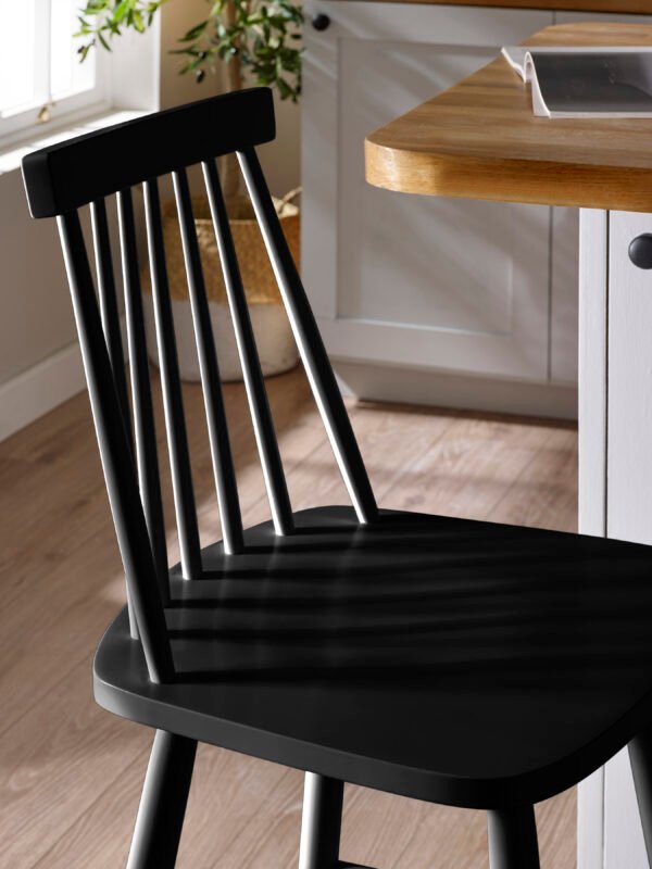 Alassio Black Spindle Back 112cm Solid Wood Bar Stool - Image 4