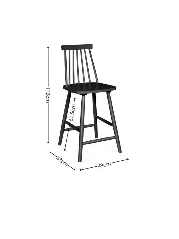 Alassio Black Spindle Back 112cm Solid Wood Bar Stool - Image 7