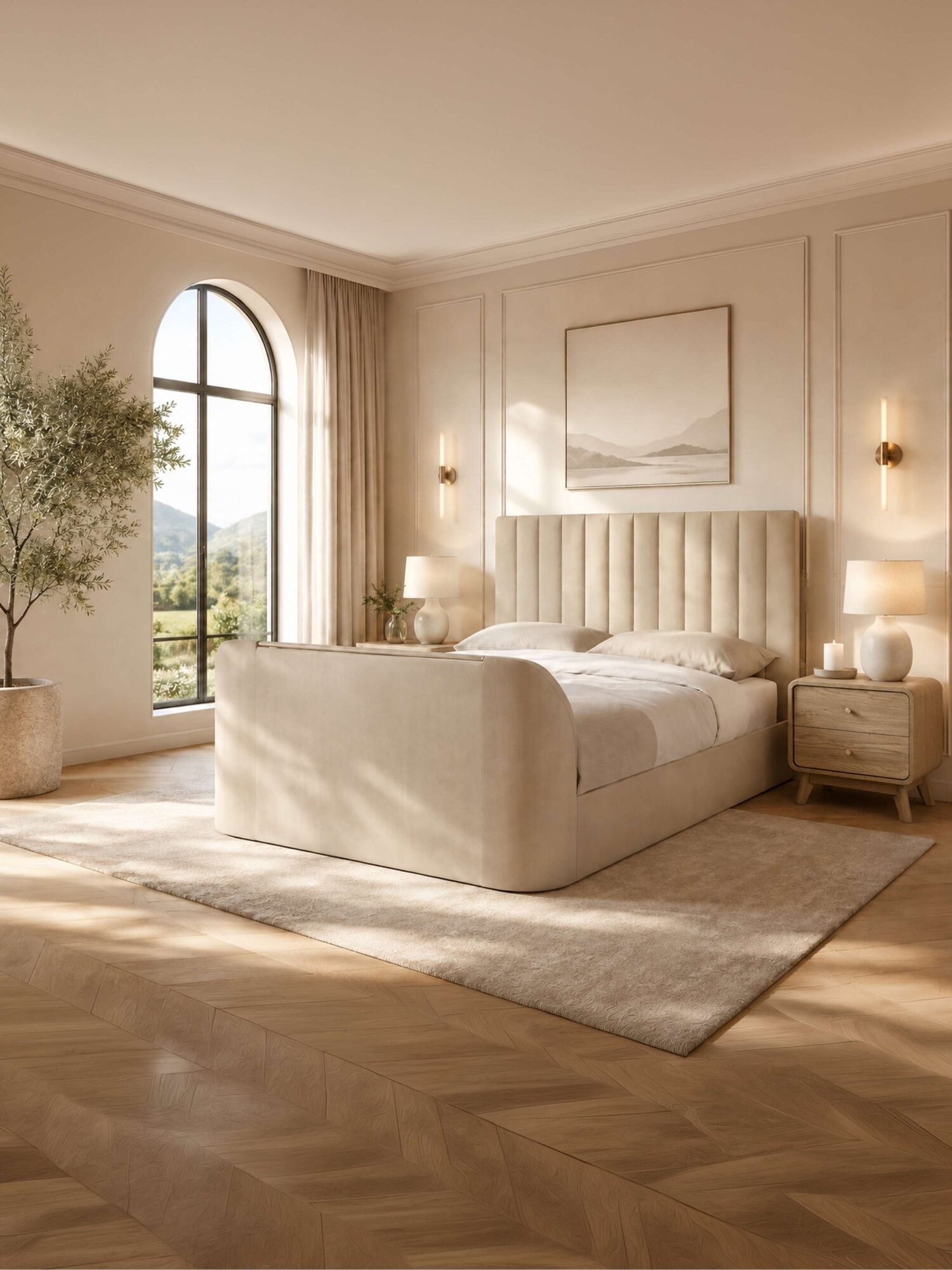 ALA101_1.jpg Alana Side-Lift Ottoman TV Bed – Cream Velvet, Double