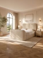 Alana Side-Lift Ottoman TV Bed – Cream Velvet, King