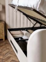 Alana Side-Lift Ottoman TV Bed - Cream Velvet, King - Image 11