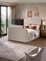 Alana Side-Lift Ottoman TV Bed - Cream Velvet, King - Image 2