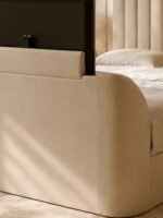 Alana Side-Lift Ottoman TV Bed - Cream Velvet, King - Image 9