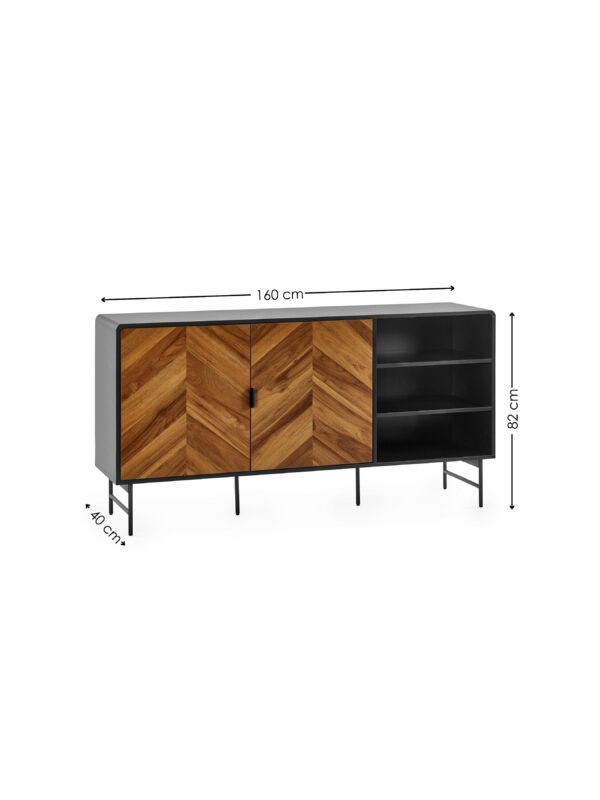 Alvin Black and Natural Wood‑Effect Sideboard - Image 9
