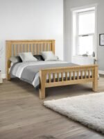Amsterdam 135cm Double Light Oak High Footend Solid Oak Bed - Image 2