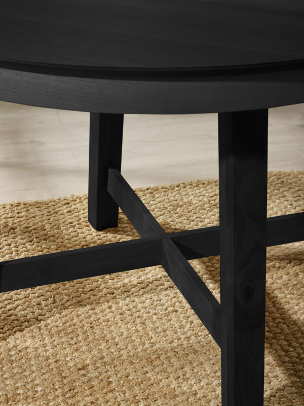 Annika Satin Black Oak Veneer 115-154cm Extending Round Dining Table - Image 7