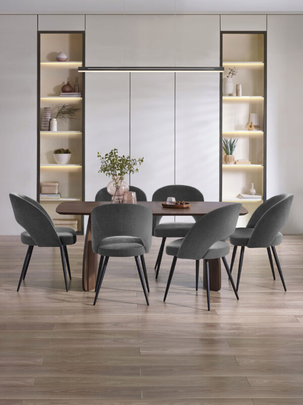 Artemis Curved Leg Walnut Dining Table - Image 15