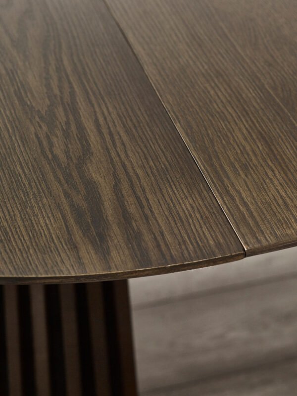 Arya Round 4 to 6 Seater Extending Dining Table - Dark Oak Effect - Image 11