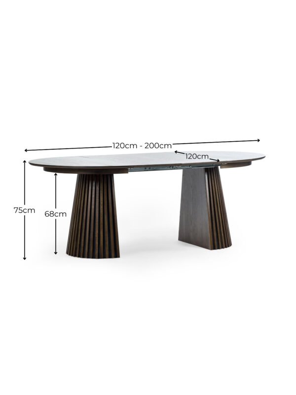 Arya Round 4 to 6 Seater Extending Dining Table - Dark Oak Effect - Image 12