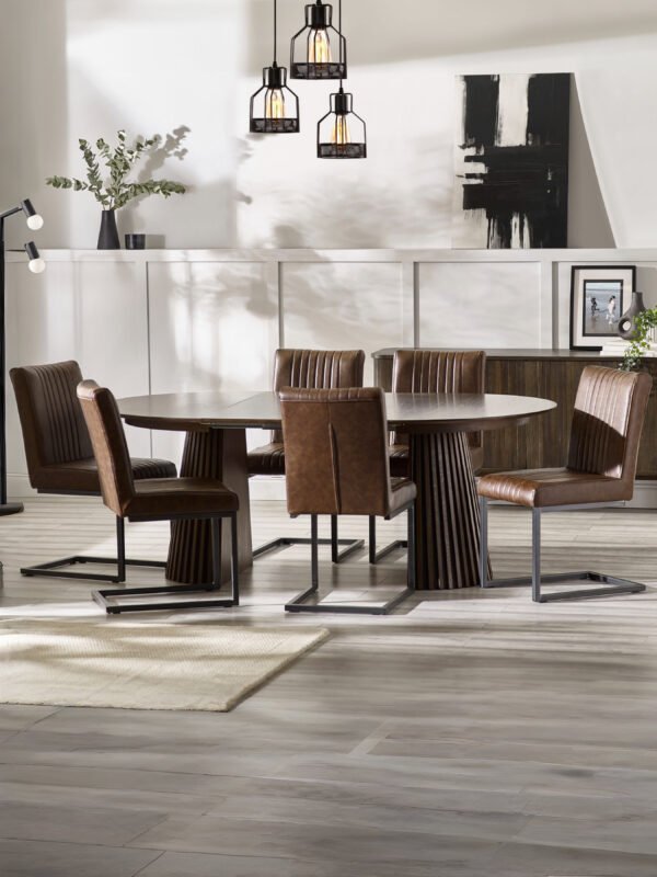 Arya Round 4 to 6 Seater Extending Dining Table - Dark Oak Effect - Image 13