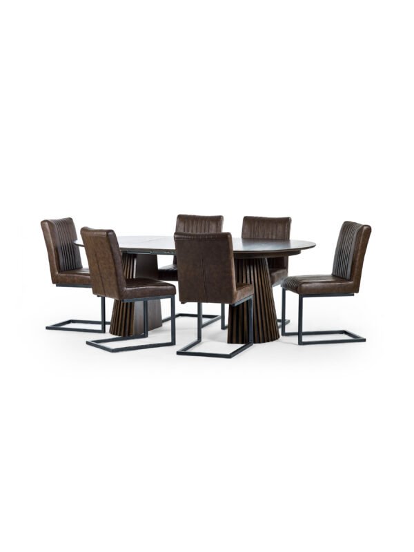 Arya Round 4 to 6 Seater Extending Dining Table - Dark Oak Effect - Image 16