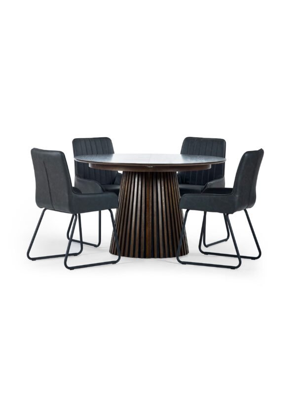 Arya Round 4 to 6 Seater Extending Dining Table - Dark Oak Effect - Image 17