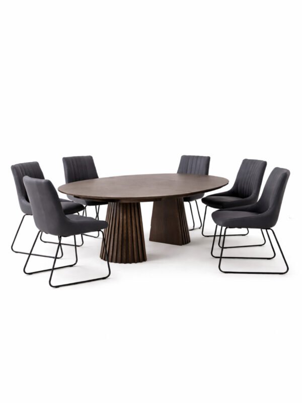 Arya Round 4 to 6 Seater Extending Dining Table - Dark Oak Effect - Image 18