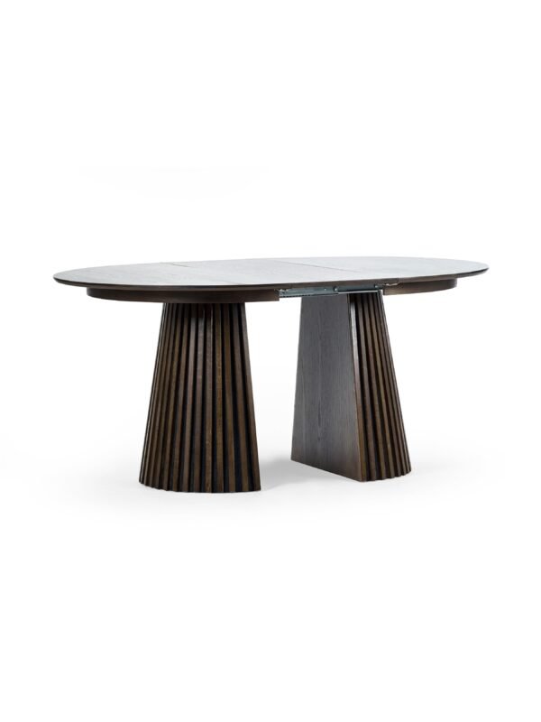 Arya Round 4 to 6 Seater Extending Dining Table - Dark Oak Effect - Image 3
