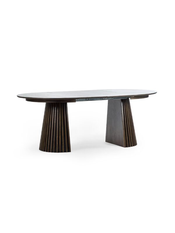 Arya Round 4 to 6 Seater Extending Dining Table - Dark Oak Effect - Image 4
