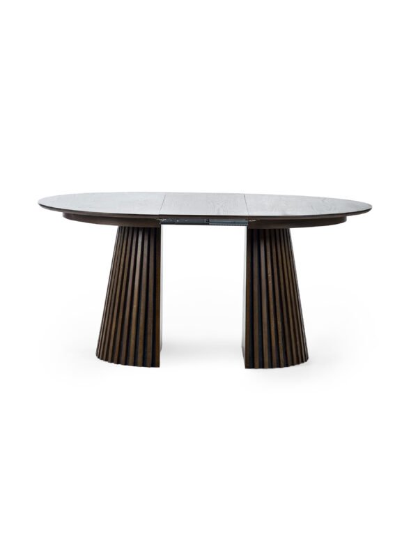 Arya Round 4 to 6 Seater Extending Dining Table - Dark Oak Effect - Image 5