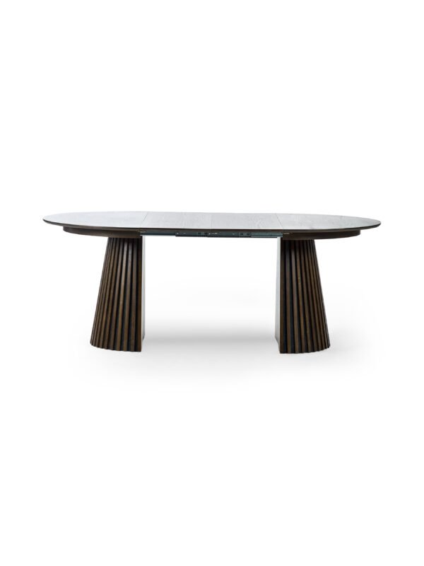Arya Round 4 to 6 Seater Extending Dining Table - Dark Oak Effect - Image 6