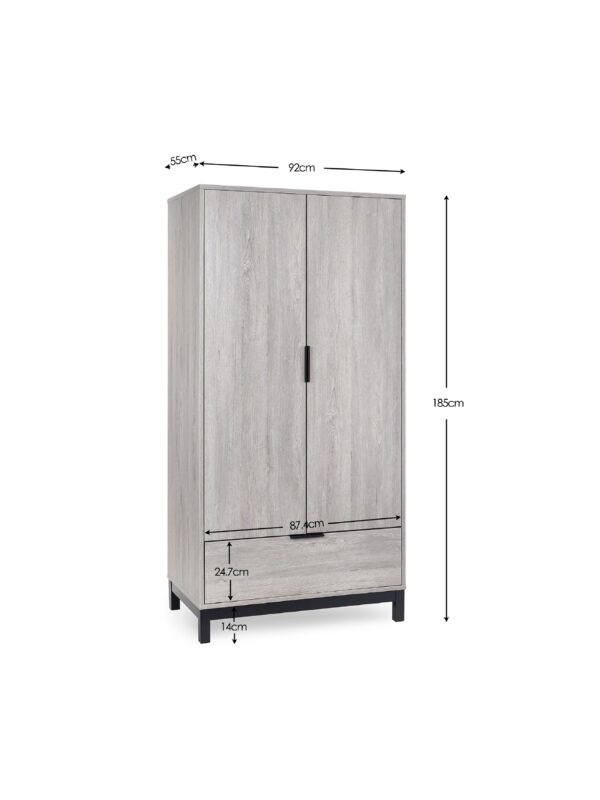 Bali 2 Door 1 Drawer Wardrobe - Image 12