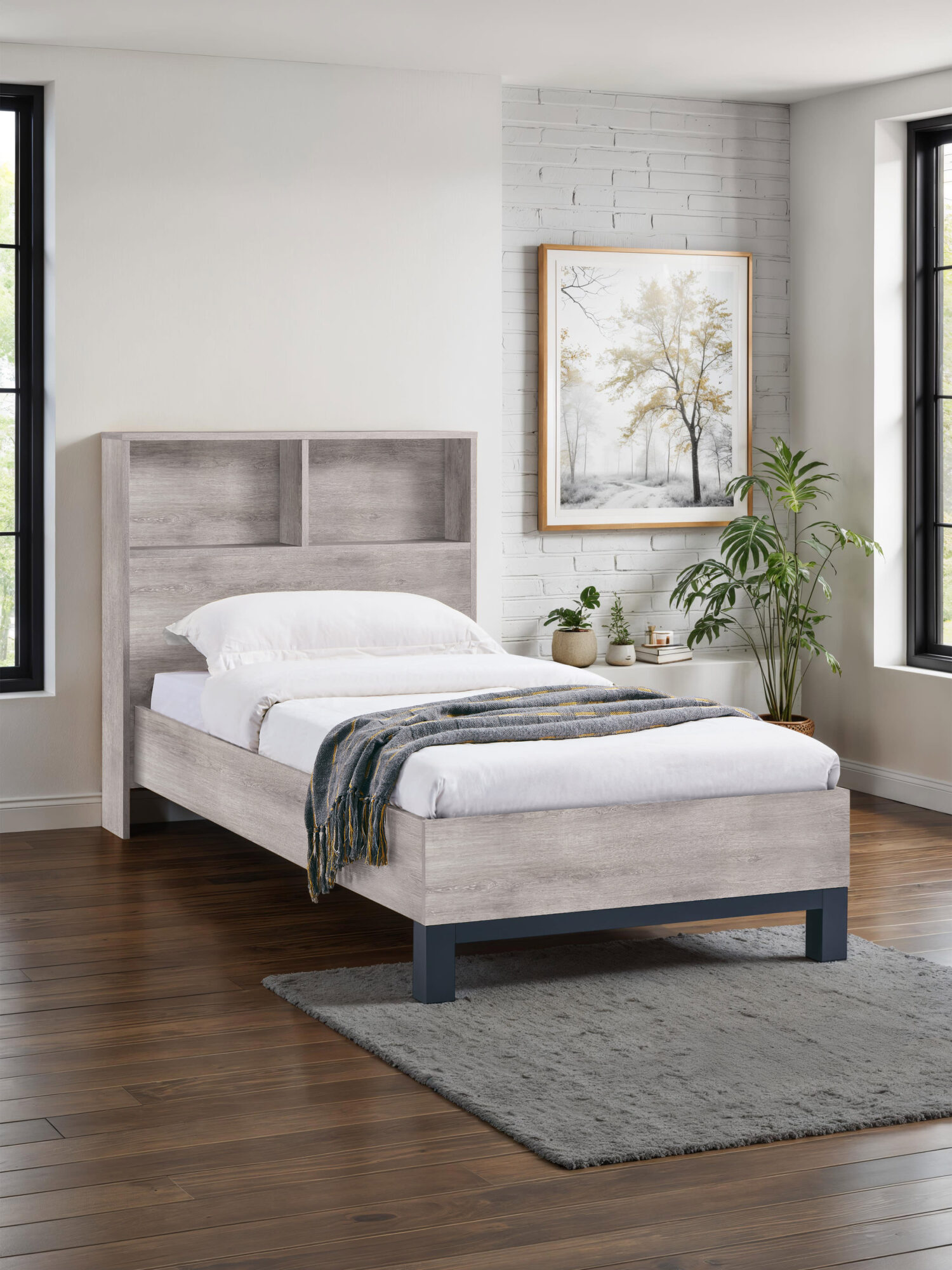 BAL107_1-4 Bali Bookcase Bed Frame - Image 1