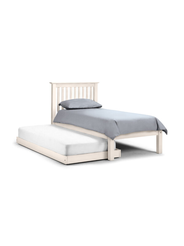 Barcelona 90cm Single White Bed with Hideaway pull-out Trundle - Image 2
