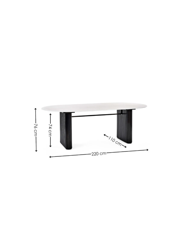 Bolivia 220cm White Stone Effect Oval Dining Table - Image 8