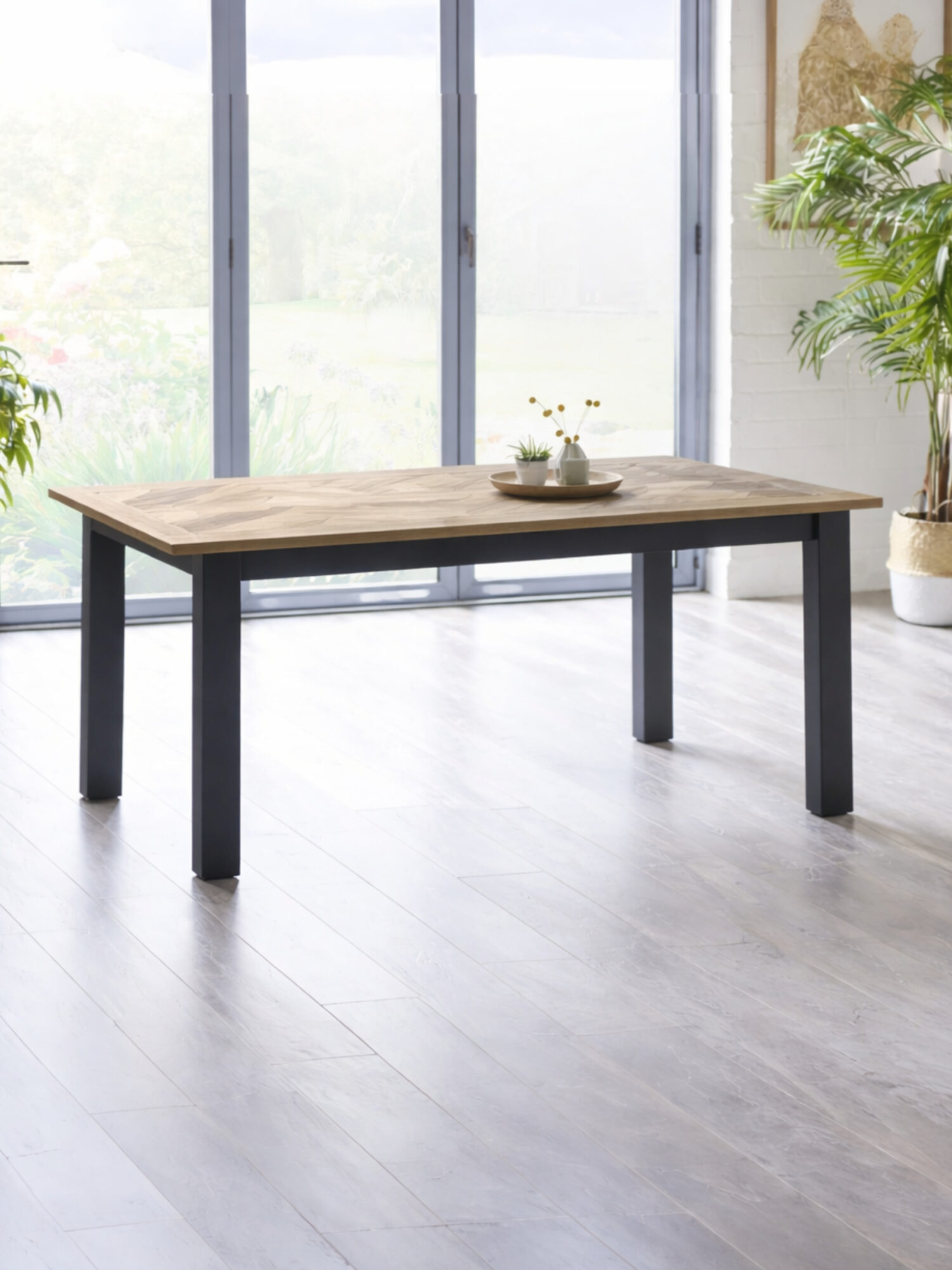 BOR101_1 Bordeaux Extending Dining Table Dark Grey - Image 1