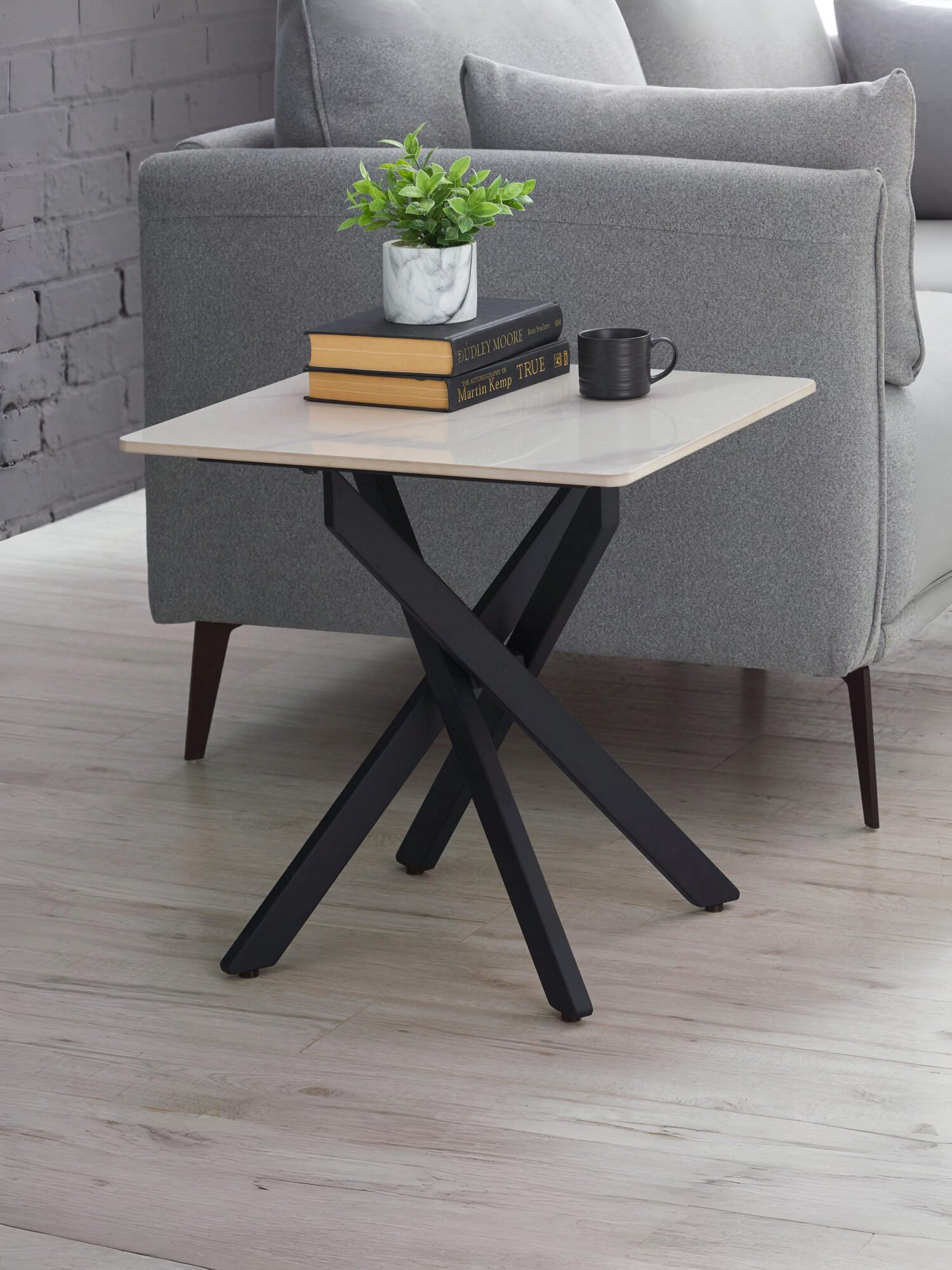 BRA003_1 Bradley White Marble Lamp Table