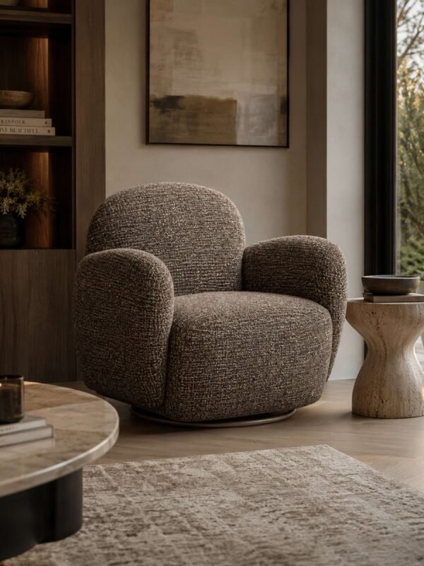 Bramley Swivel Accent Chair – Chocolate Chenille