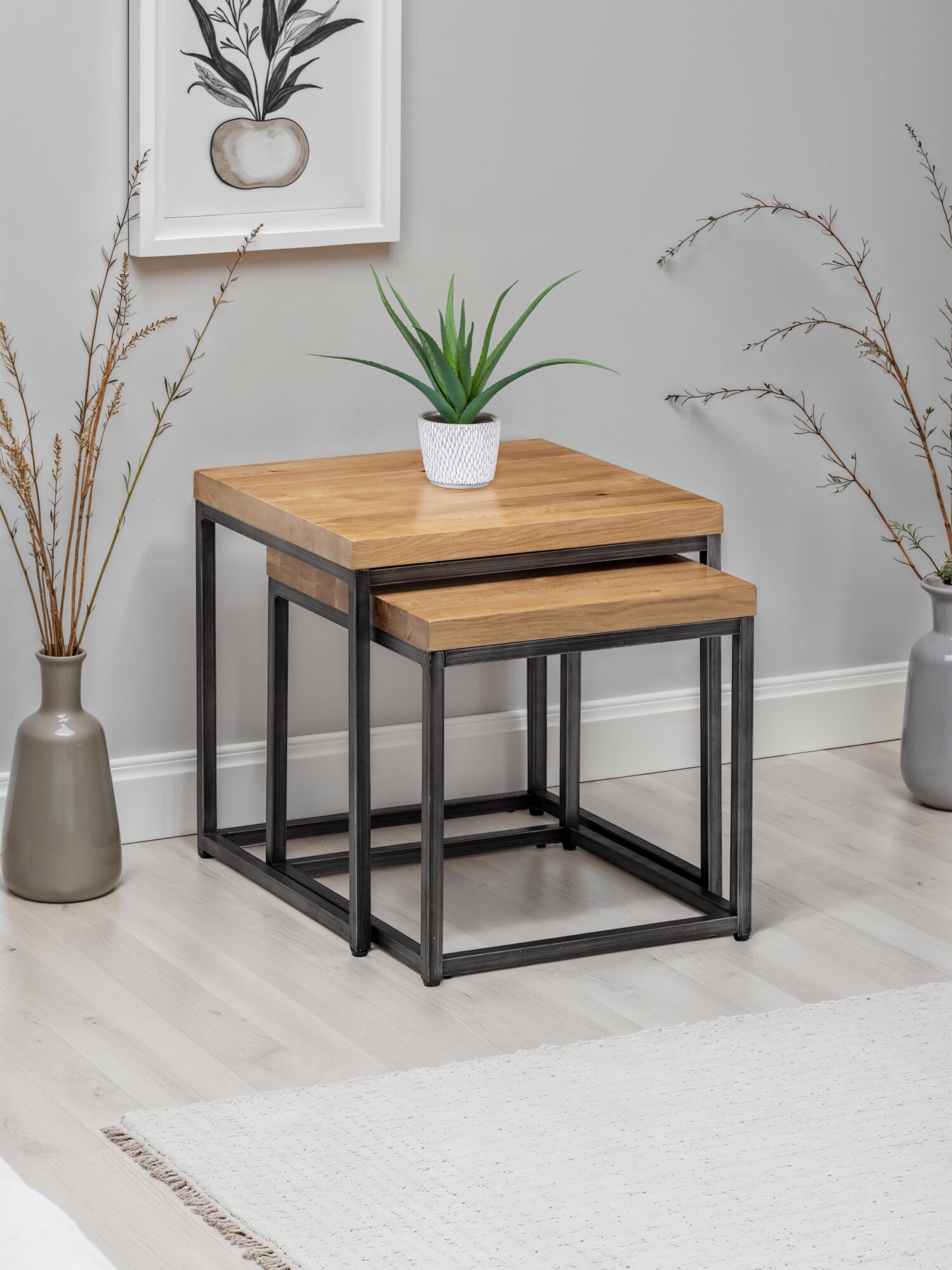 BRO005_1 Brooklyn Square Nest of 2 Side Tables