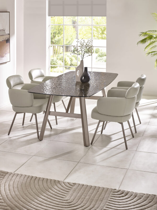 Callisto 200cm Rectangular Smoked Bubble Glass Dining Table - Image 11