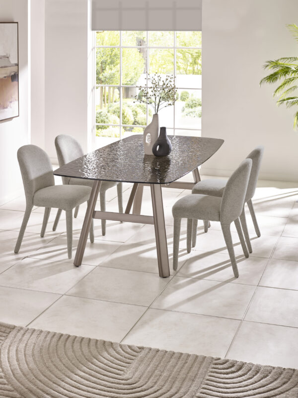 Callisto 200cm Rectangular Smoked Bubble Glass Dining Table - Image 13