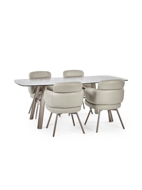 Callisto 200cm Rectangular Smoked Bubble Glass Dining Table - Image 14