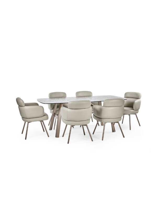 Callisto 200cm Rectangular Smoked Bubble Glass Dining Table - Image 15