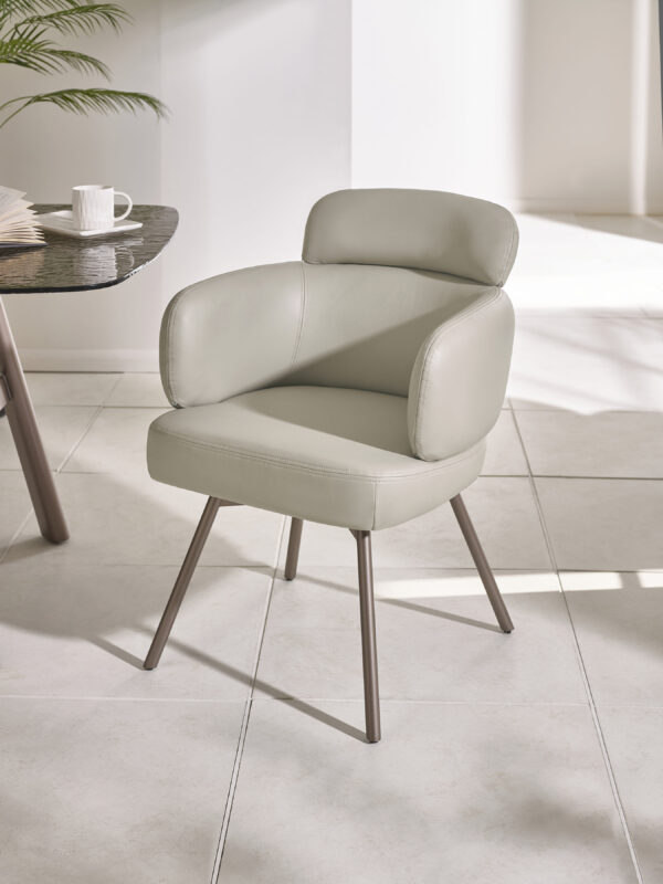 Set of 2 Callisto Beige Faux Leather Swivel Dining Chairs