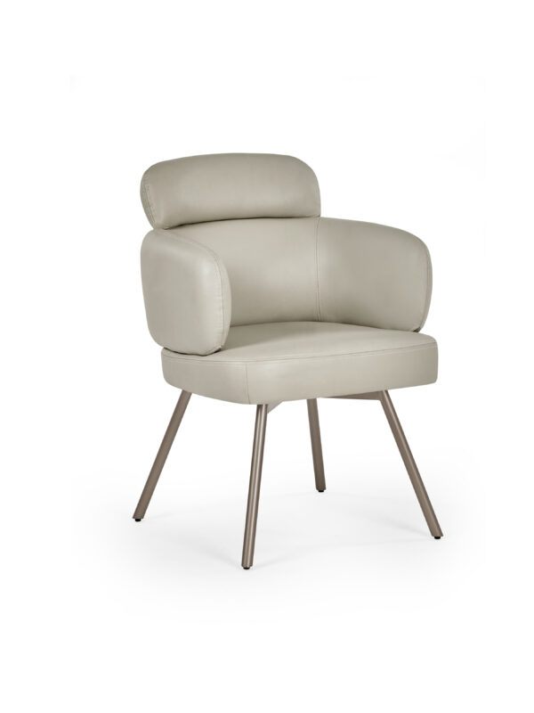 Set of 2 Callisto Beige Faux Leather Swivel Dining Chairs - Image 3