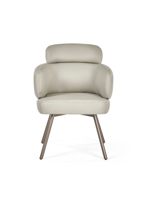 Set of 2 Callisto Beige Faux Leather Swivel Dining Chairs - Image 4
