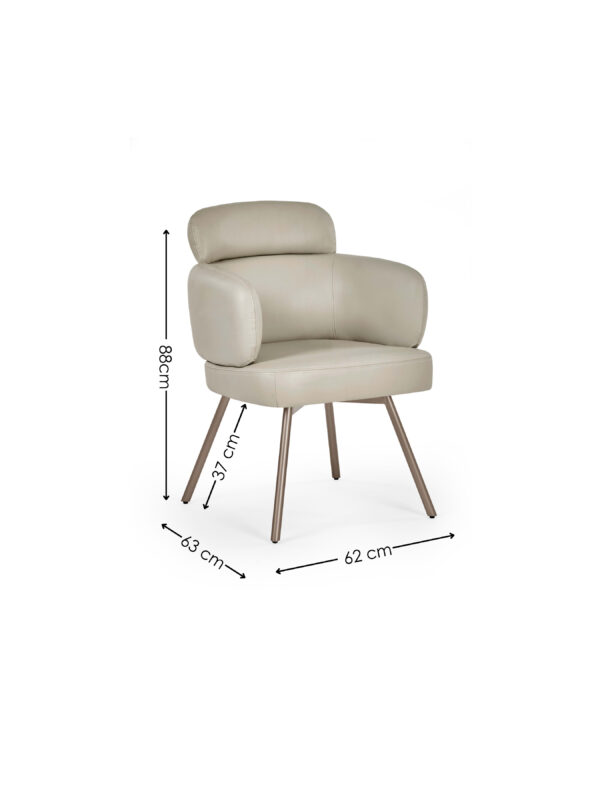 Set of 2 Callisto Beige Faux Leather Swivel Dining Chairs - Image 8