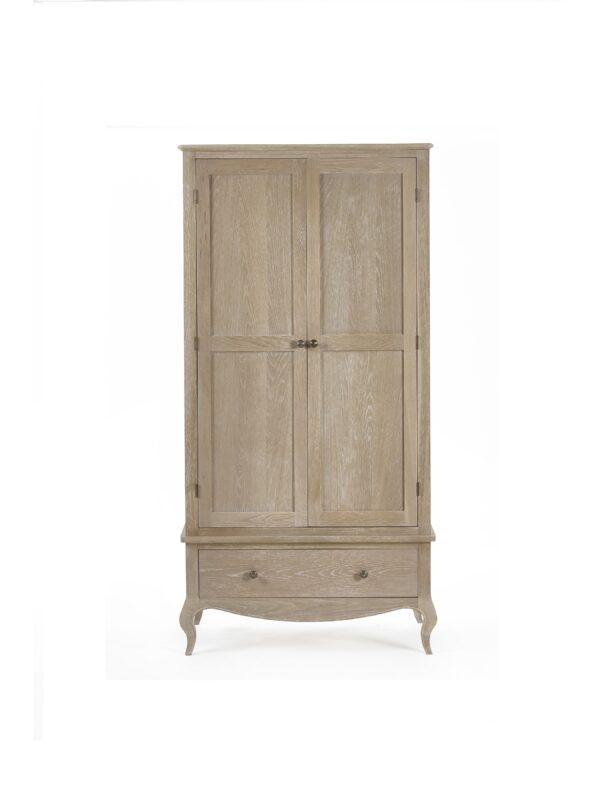 Camille French Style 2 Door 1 Drawer Wardrobe - Limed Oak - Image 4