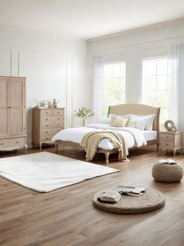 Camille French Style 2 Door 1 Drawer Wardrobe - Limed Oak - Image 9