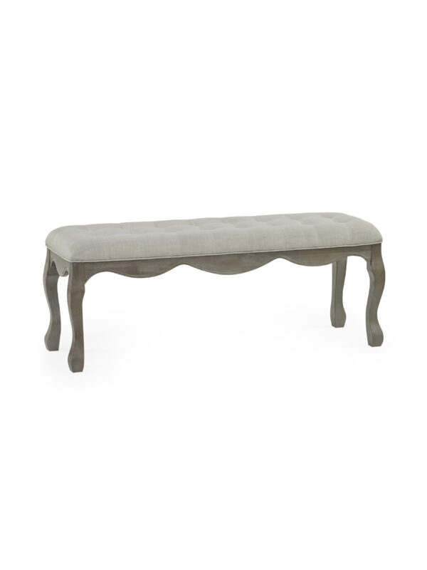 Camille French Style Upholstered Bench - Limed Oak/Oatmeal Linen - Image 2