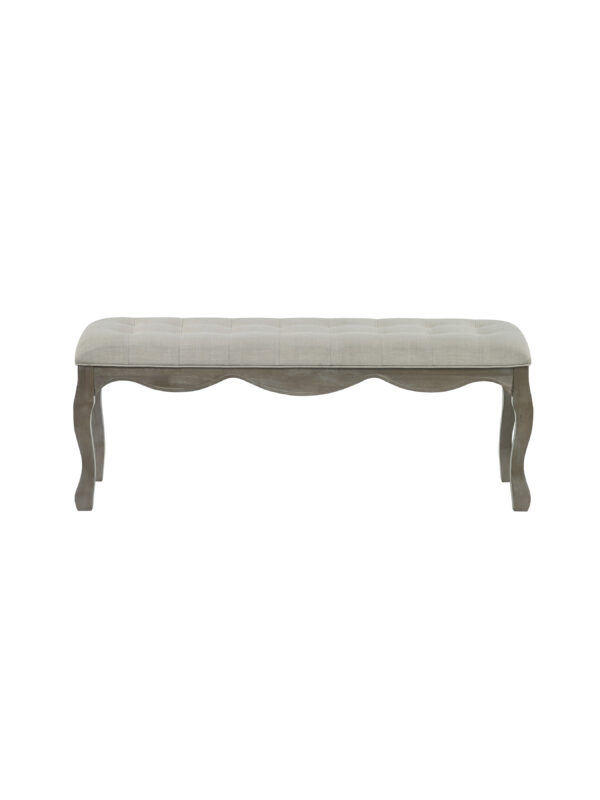 Camille French Style Upholstered Bench - Limed Oak/Oatmeal Linen - Image 3