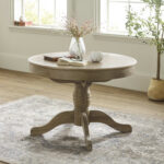 Camille French Style 110–145cm Round to Oval Extending Pedestal Dining Table - Limed Oak