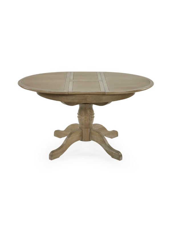 Camille French Style 110–145cm Round to Oval Extending Pedestal Dining Table - Limed Oak - Image 11