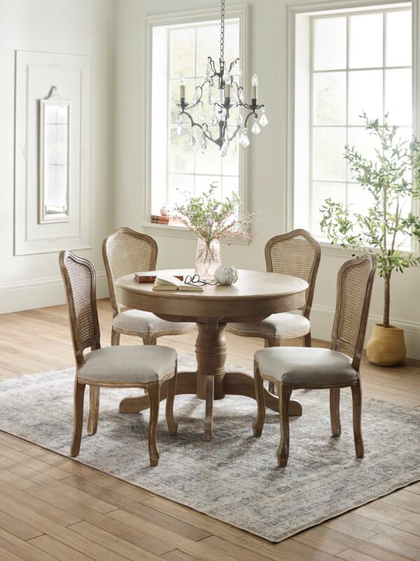 Camille French Style 110–145cm Round to Oval Extending Pedestal Dining Table - Limed Oak - Image 13